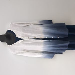Sharon Young Linen Blue Ombre Tunic Top / Cardigan